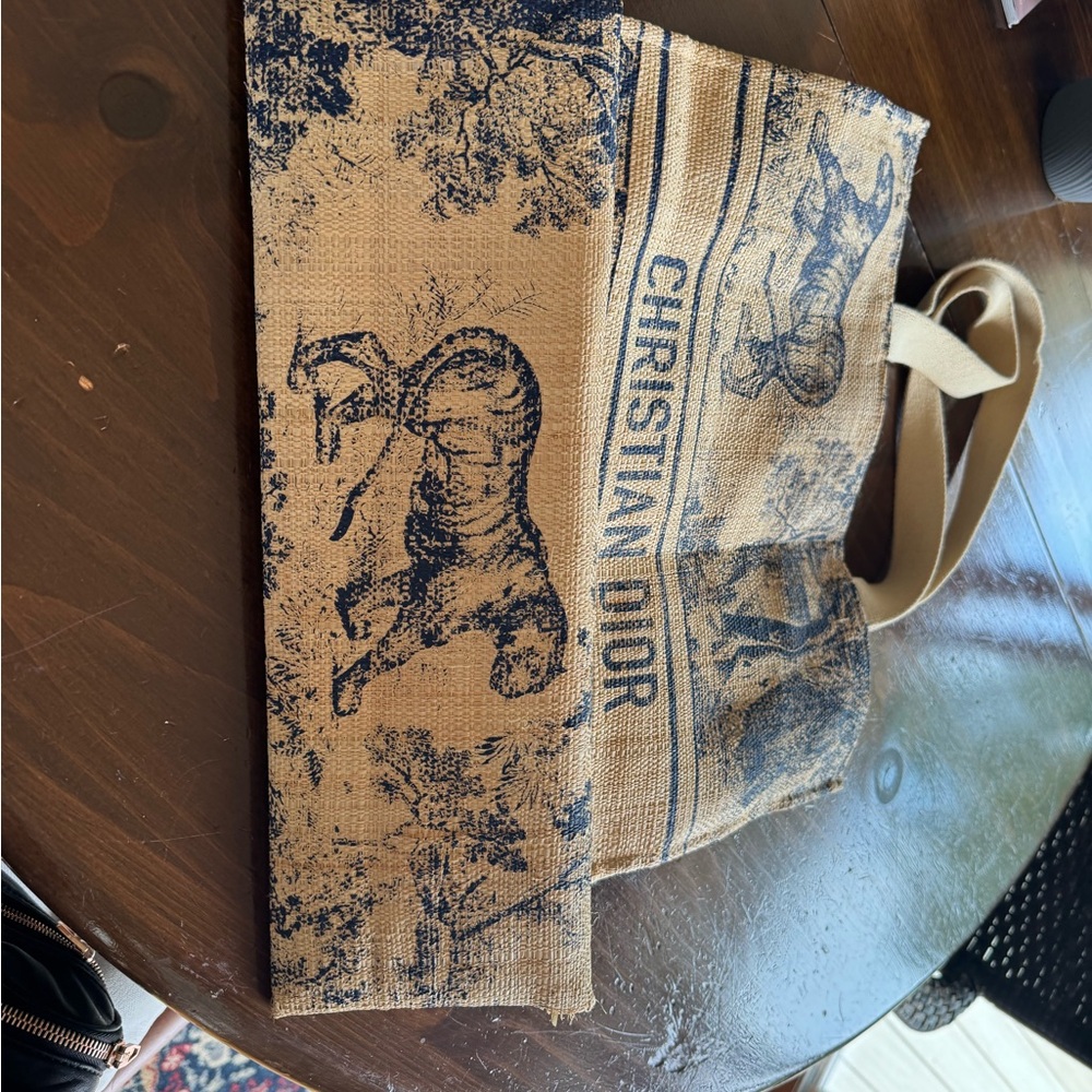 Dior Tan and Blue Beach Tote